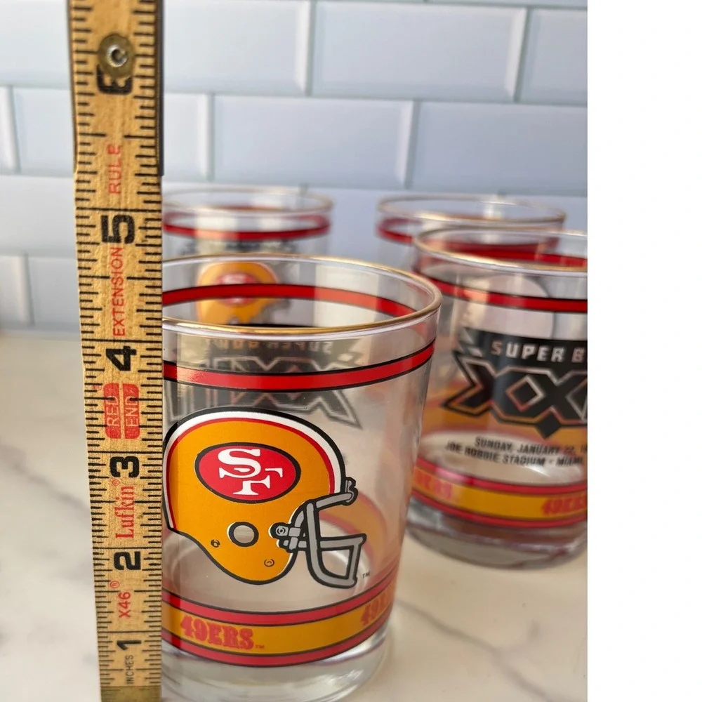 Vintage San Francisco 49ers Super‎ Bowl XXIII Glasses Set of 6 1989 NFL Miami